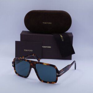 Tom Ford Camden FT0933 53V Square Sunglasses - Havana/Blue